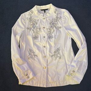 White House Black Market white embroidered light jacket